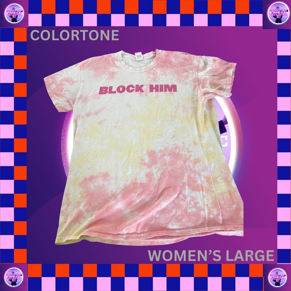 Colortone Tie-Dye Block Him T-Shirt - Pink and Yellow
